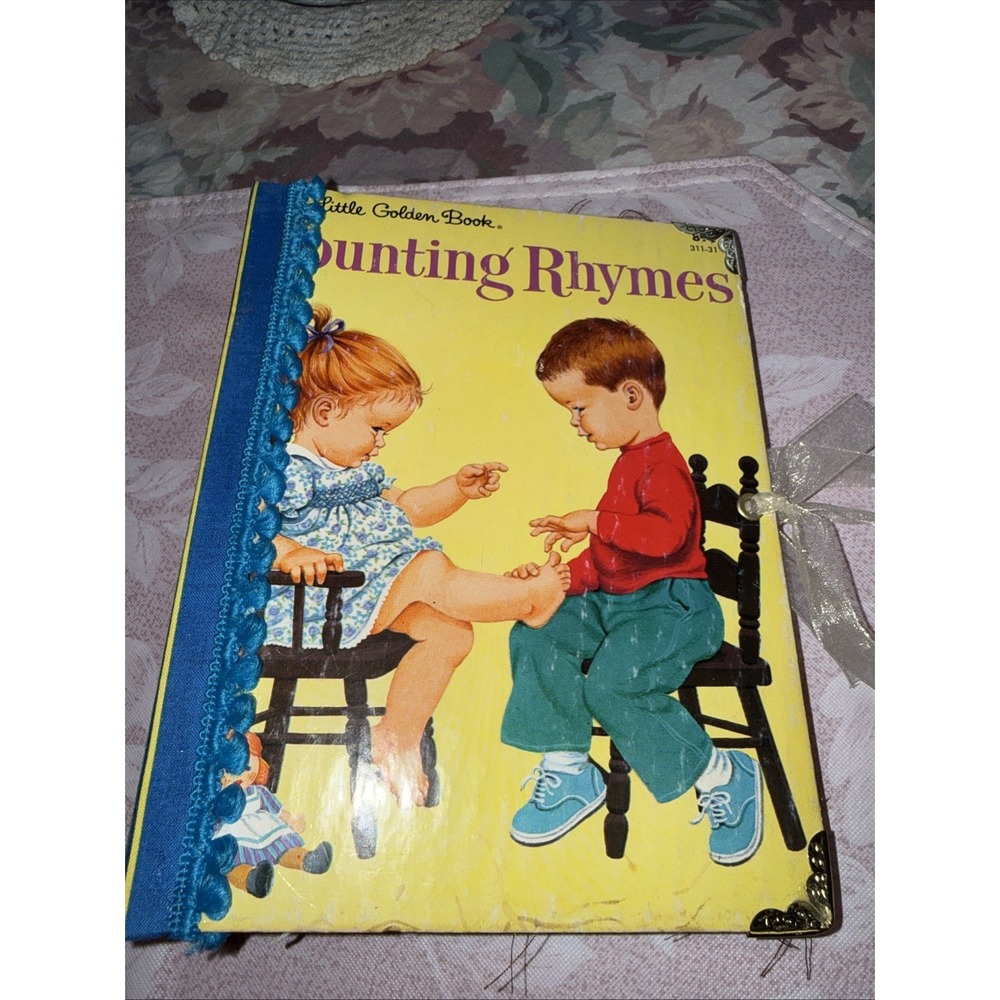 Little Golden Book Handmade Junk Journal "Counting Rhymes" , Baby Boy Theme/gift